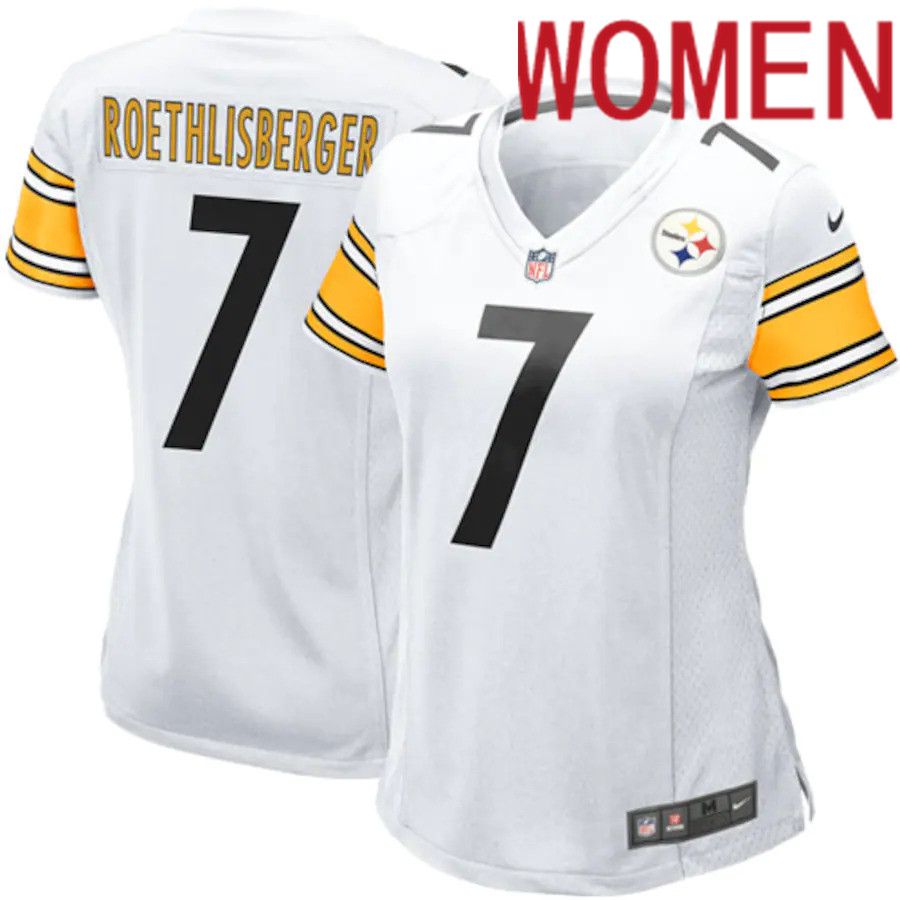 Women Pittsburgh Steelers #7 Ben Roethlisberger Nike White Game NFL Jersey->women nfl jersey->Women Jersey